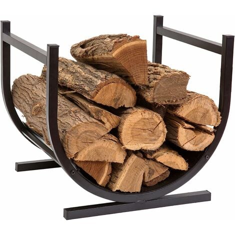 Soporte metálico para leña de gran capacidad. Almacenamiento de leña para interior y exterior. Estante para leña con una capacidad de carga de 30 kg.