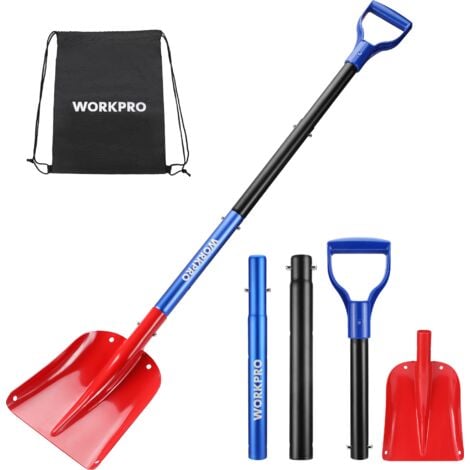 Pala para nieve de aluminio ajustable con mango telescópico y bolsa de transporte