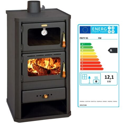 Estufa de leña con horno. Potencia calorífica: 12 kW. Modelo «Prity FM»