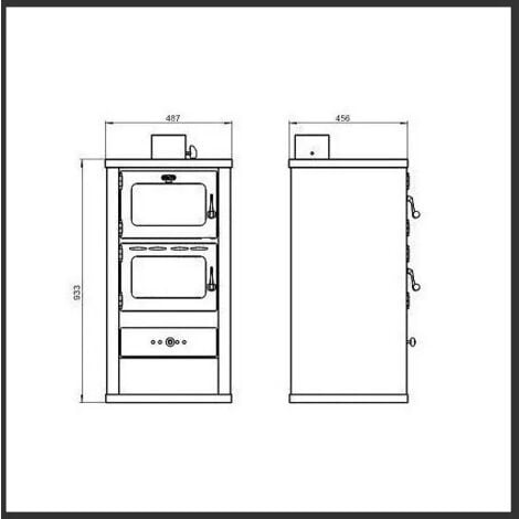 Estufa de leña con horno. Potencia calorífica: 12 kW. Modelo «Prity FM»