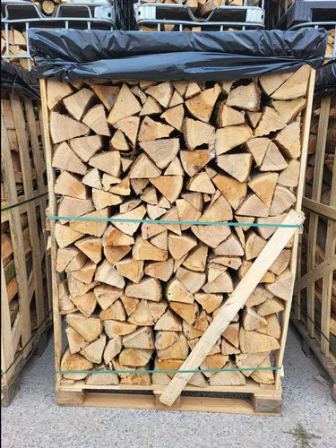 2 pallets (witte eik + beuk/haagbeuk) – Stammen van 33 cm lang