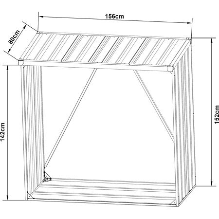 Boekenrek voor buiten van imitatiehout en gegalvaniseerd staal, 156 × 80 × 152 cm, antracietgrijs