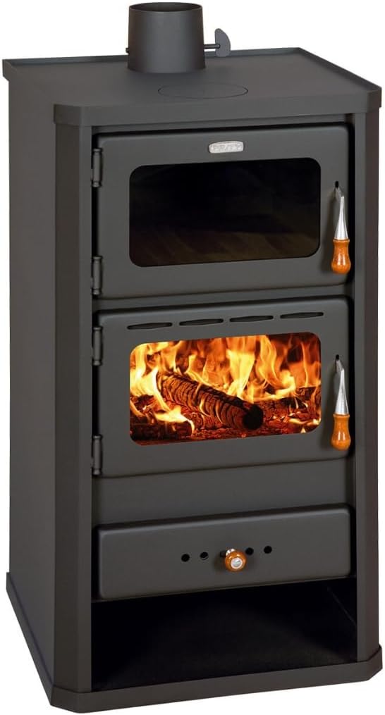 Houtkachel met oven. Verwarmingsvermogen: 12 kW. Model "Prity FM"