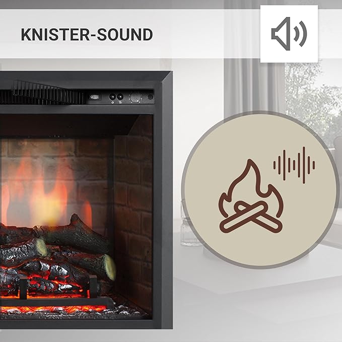 RICHEN EF4XC elektrische haard met verwarming: 3D-vlameffect en knisperend geluid, afstandsbediening, staande elektrische haard, zwart