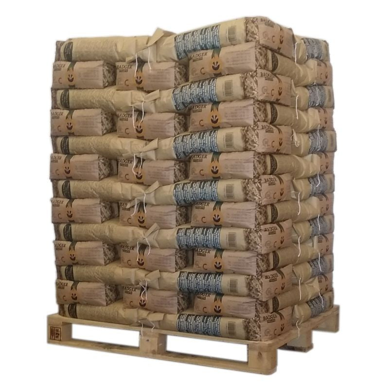 BADGER houtpellets – Pallet met 65 zakken van elk 15 kg