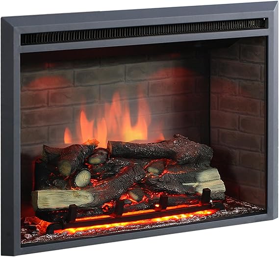 Chimenea eléctrica RICHEN EF4XC con calefacción: efecto de llamas en 3D y sonido de crepitar, mando a distancia, chimenea eléctrica de pie en color negro