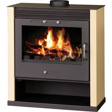 Estufa de leña RUBIN, blanco marfil, 13 kW