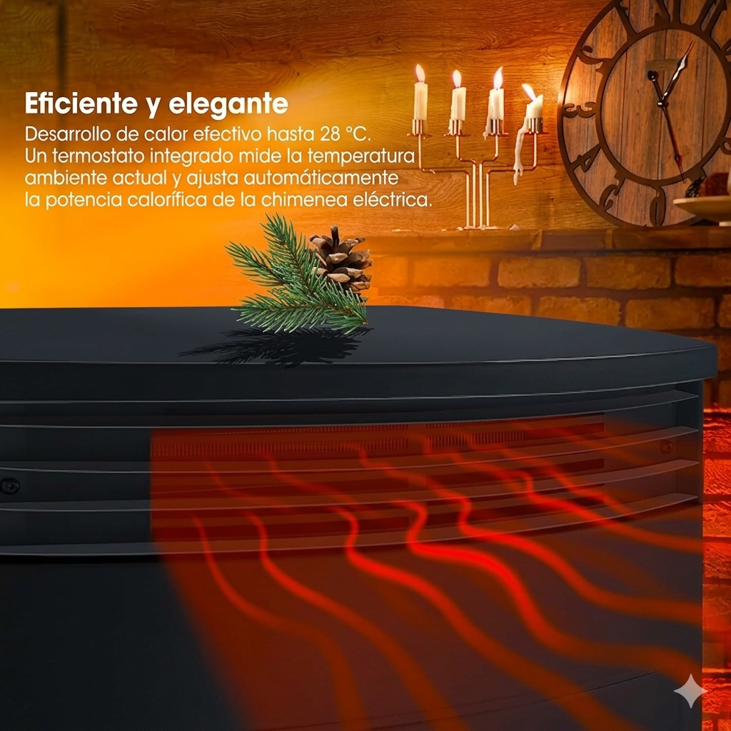 Chimenea eléctrica KESSER® Prio con calefacción y mando a distancia, 950/1900 W, efecto de llamas LED realista, ventana panorámica de tres lados, termostato y temporizador, chimenea de pie