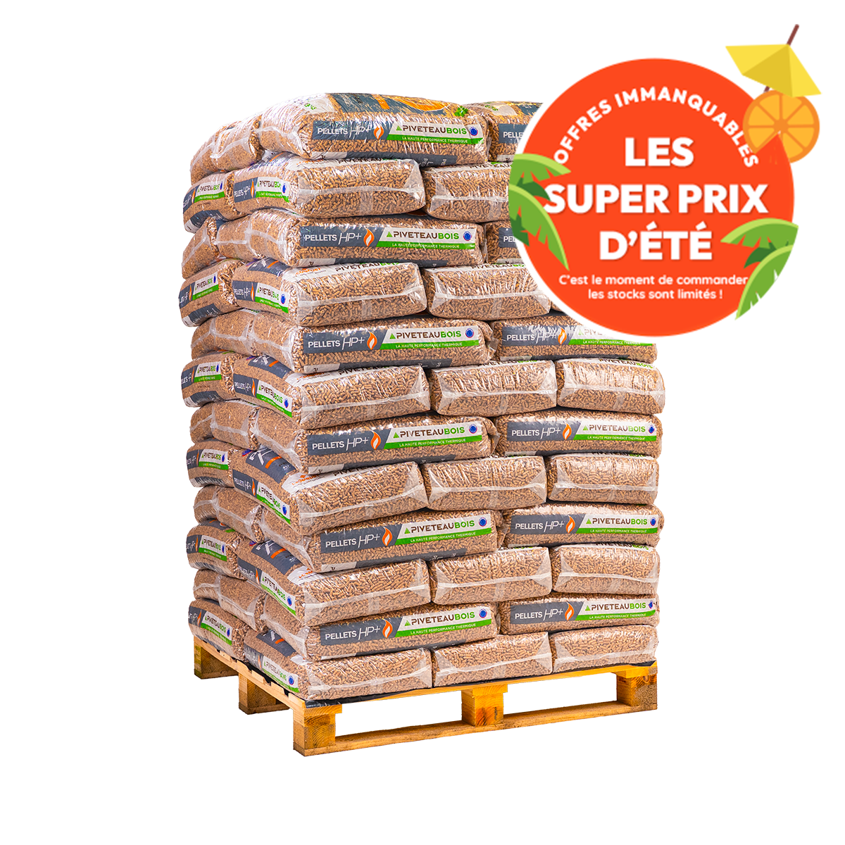 Houtpellets Piveteau HP+ – 72 zakken van elk 15 kg