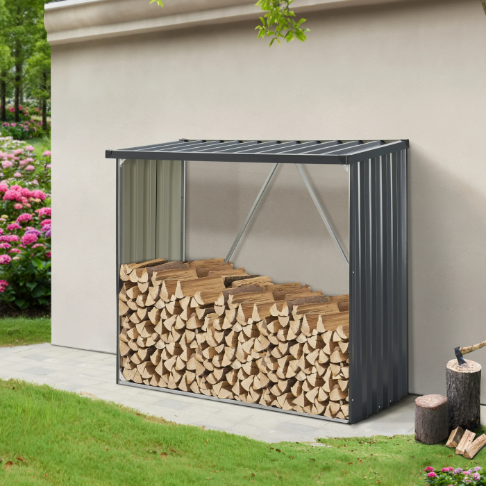 Estantería de imitación madera para exteriores de acero galvanizado, 156 × 80 × 152 cm, gris antracita