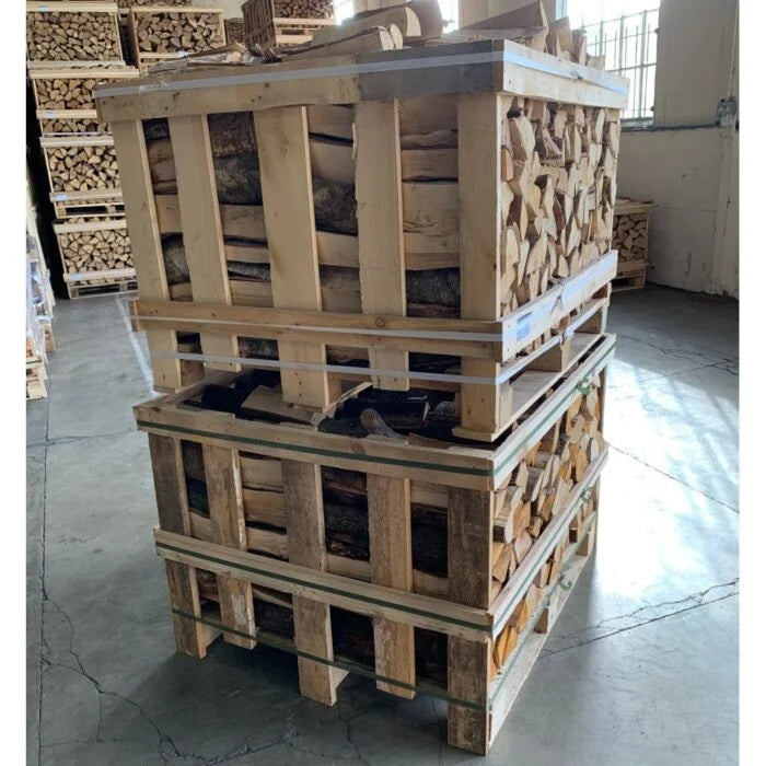 2 palés (roble blanco + haya/carpe) – Leños de 33 cm de largo