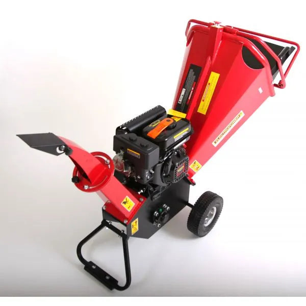 MOTOR ELÉCTRICO – Trituradora de ramas de gasolina OHV de 7 CV – Diámetro máximo: 100 mm – 2 cuchillas giratorias – Ruedas neumáticas – Conforme a la normativa CE