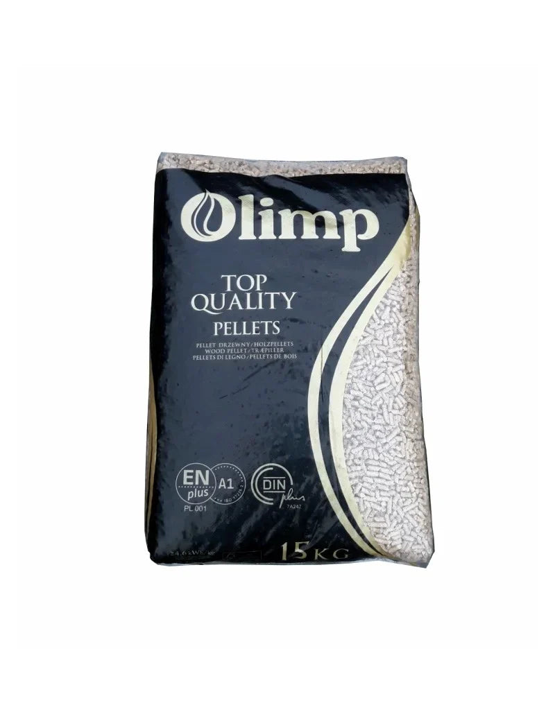 Granulado OLIMP Din+, EN+A1 – Palé con 15 sacos de 15 kg cada uno