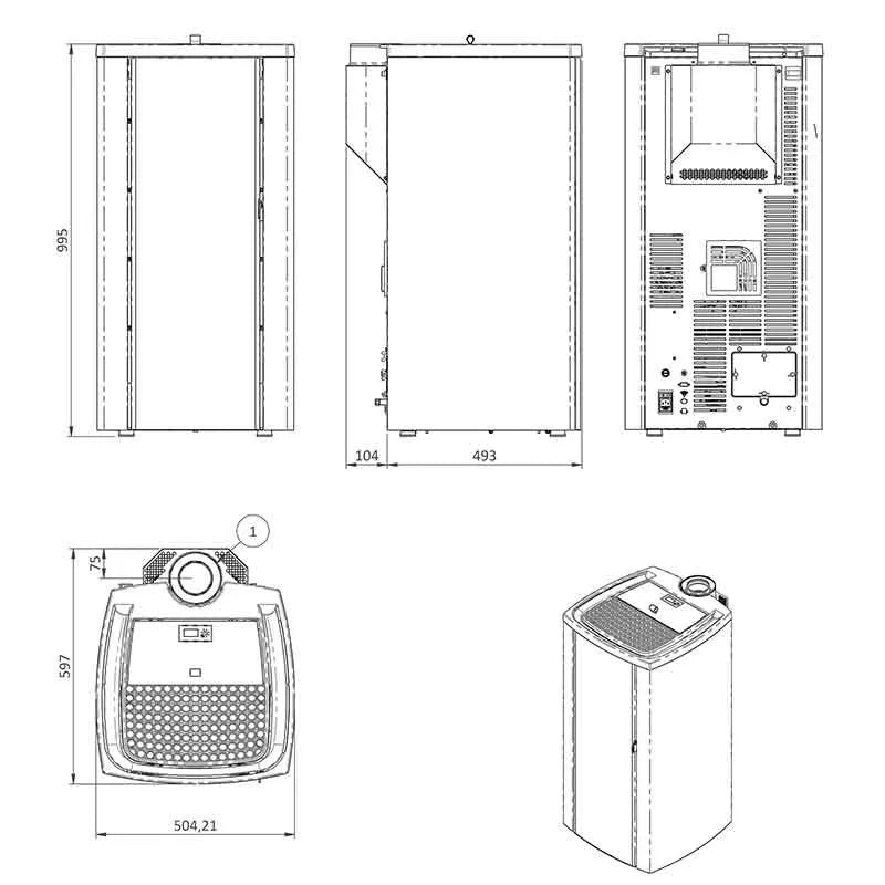 Hermetische pelletkachel (concentrische bovenaansluiting) Cristallo Silenzio Up – 9,2 kW